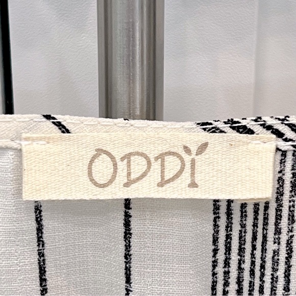 ODDY Beige with Black Stripes Peasant Style Top - Picture 2 of 7